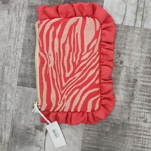 Sisley Orange Zebra-Print Cosmetic Pouch